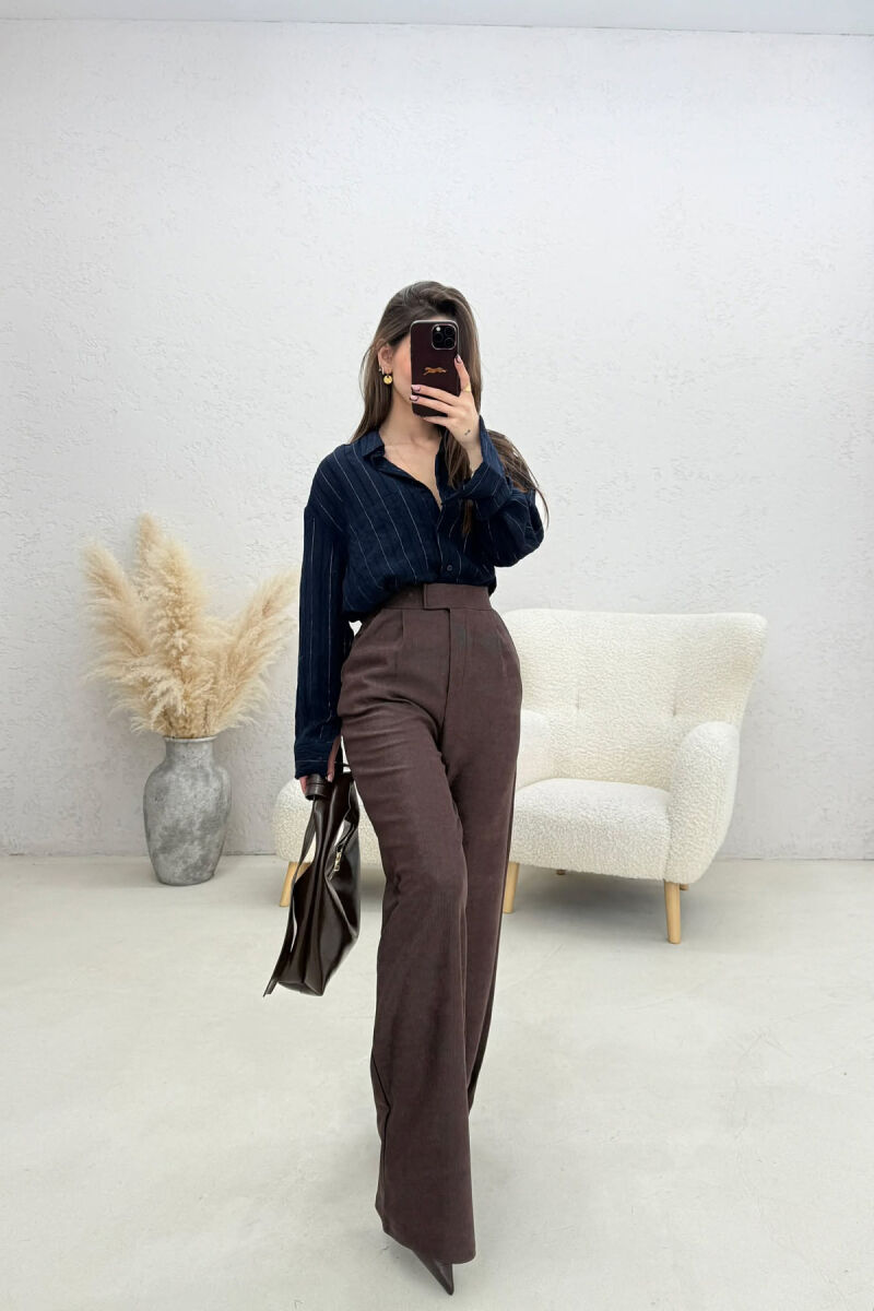 PANTALLONA ME BEL ELASTIK PER FEMRA NE NGJYRE KAFE - 2