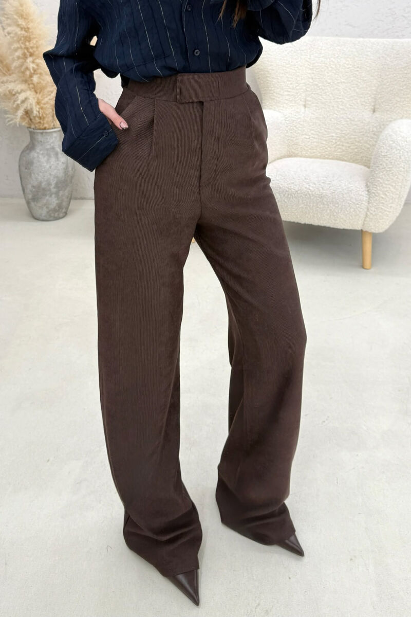 PANTALLONA ME BEL ELASTIK PER FEMRA NE NGJYRE KAFE - 3