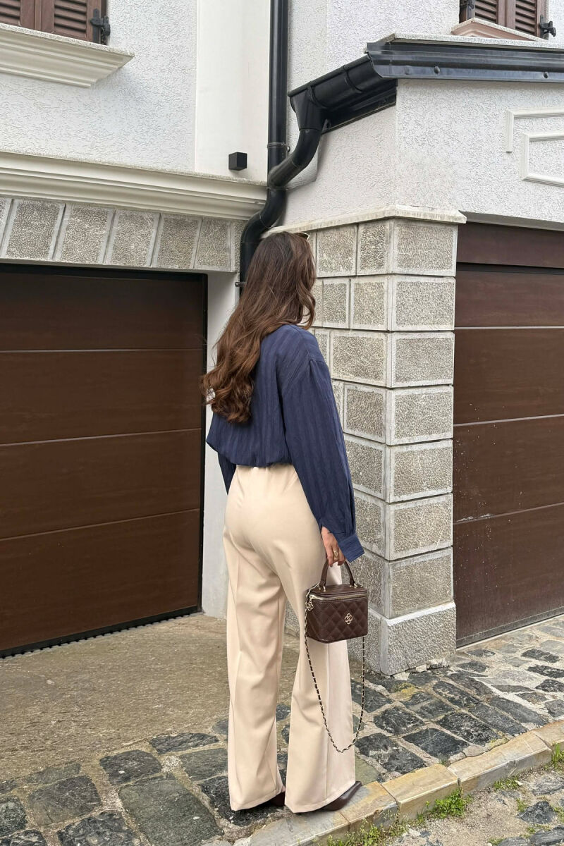 PANTALLONA ME BEL ELASTIK PER FEMRA NE NGJYRE KREM - 5