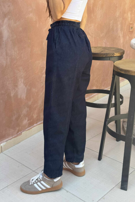 PANTALLONA ME BEL ELASTIK PËR FEMRA NË NGJYRËN BLU E ERRËT - 14