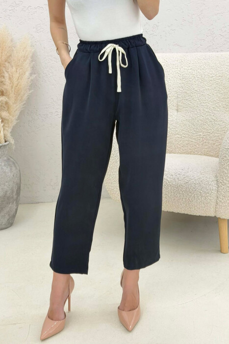 PANTALLONA ME BEL ELASTIK PER FEMRA NE NGJYRE BLU - 2