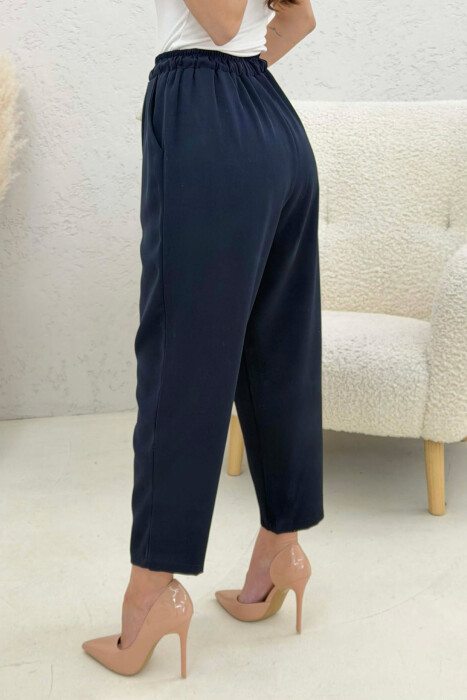 PANTALLONA ME BEL ELASTIK PER FEMRA NE NGJYRE BLU - 3