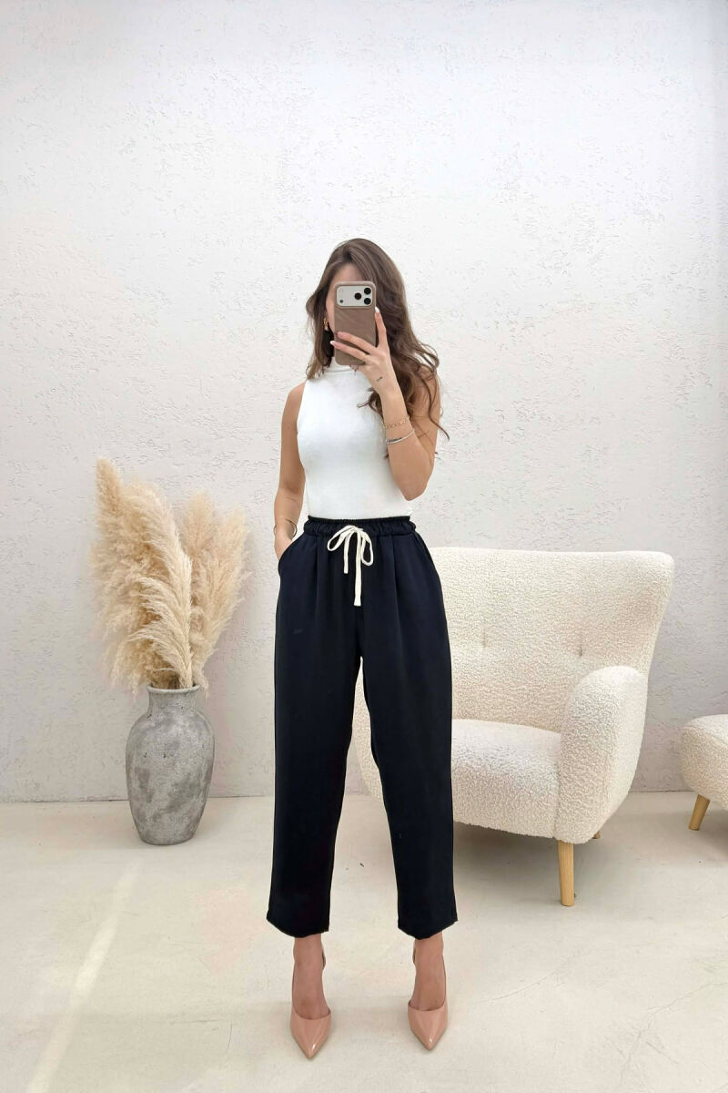 PANTALLONA ME BEL ELASTIK PER FEMRA NE NGJYRE BLU - 4