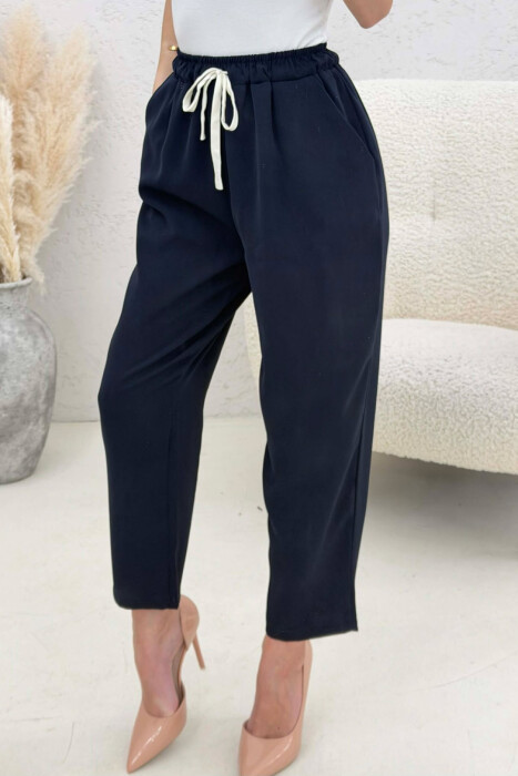 PANTALLONA ME BEL ELASTIK PER FEMRA NE NGJYRE BLU - 5