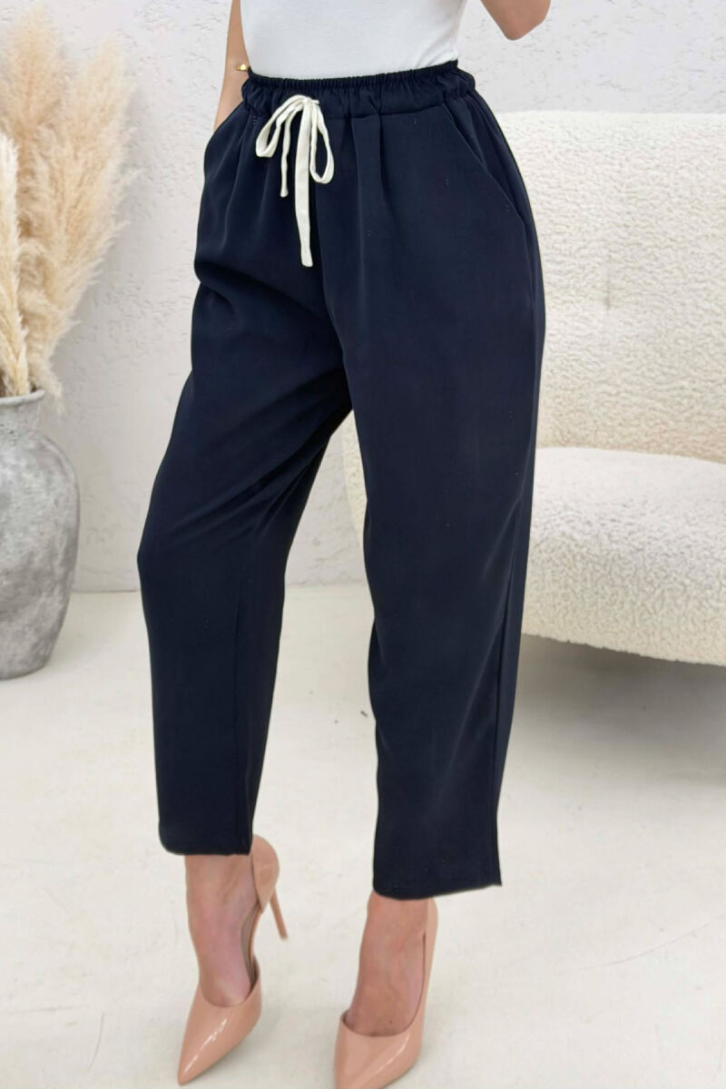 PANTALLONA ME BEL ELASTIK PER FEMRA NE NGJYRE BLU - 5