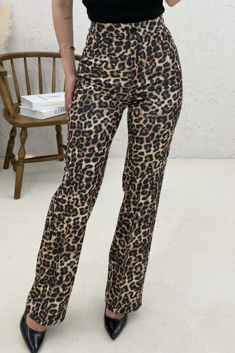 PANTALLONA ME BEL GJYSEM ELASTIK PER FEMRA ME DIZAJN LEOPARD - 3