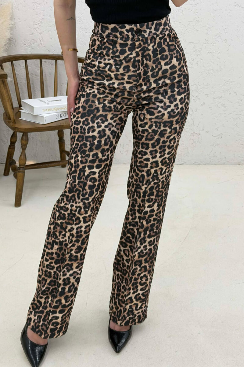 PANTALLONA ME BEL GJYSEM ELASTIK PER FEMRA ME DIZAJN LEOPARD - 3