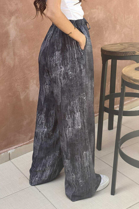 PANTALLONA ME DIZANJ ELASTIKE NË BELI DHE ME LIDHËSE PËR FEMRA NË NGJYRËN GRI TË ERRËT - 5