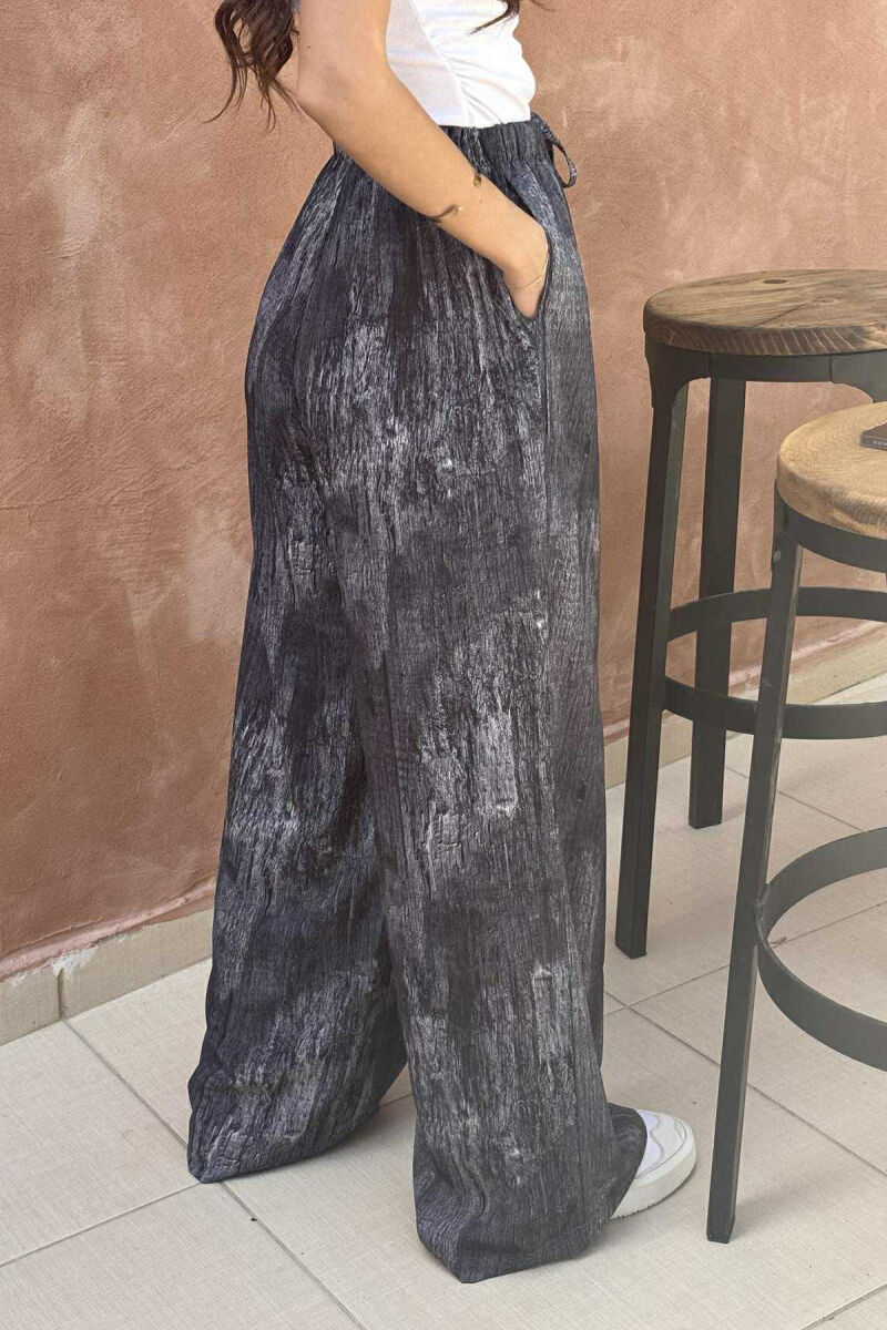 PANTALLONA ME DIZANJ ELASTIKE NË BELI DHE ME LIDHËSE PËR FEMRA NË NGJYRËN GRI TË ERRËT - 5