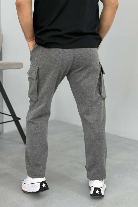 PANTALLONA ME LIDHËSE DHE ME DETAJIN E XHEPAVE PËR MESHKUJ NË NGJYRËN GRI - 3