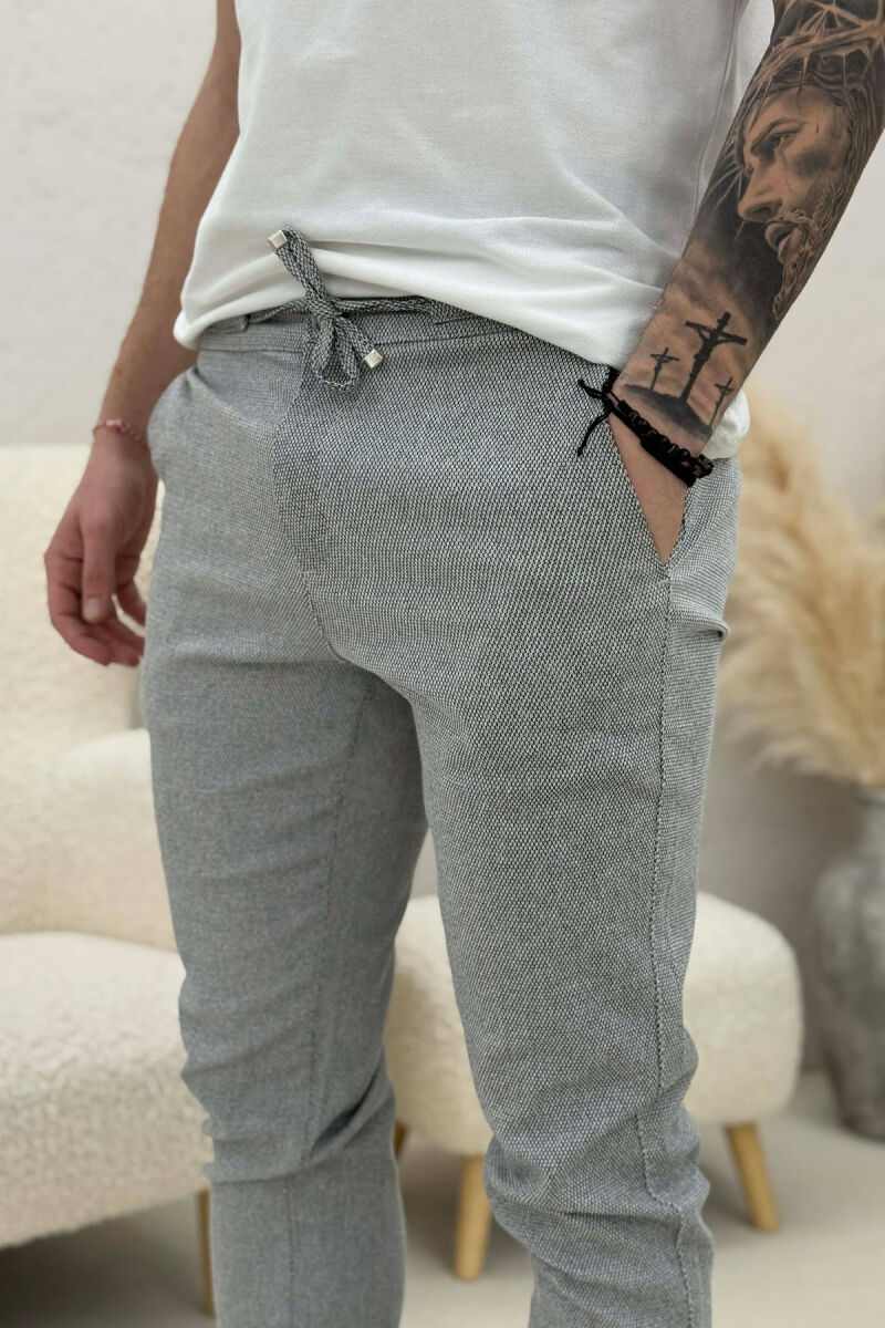 PANTALLONA ME LIDHSESE TEK BELI PER MESHKUJ NE NGJYRE GRI TE ZBARDHUR - 4