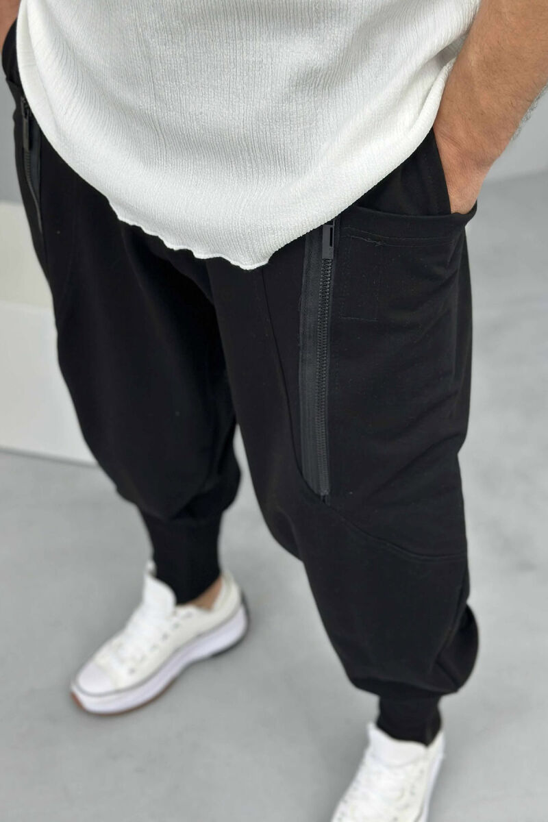 PANTALLONA ME LIDHSE ME DETAJIN E XHEPAVE PËR MESHKUJ NË NGJYRËN E ZEZË - 3