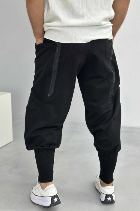 PANTALLONA ME LIDHSE ME DETAJIN E XHEPAVE PËR MESHKUJ NË NGJYRËN E ZEZË - 4