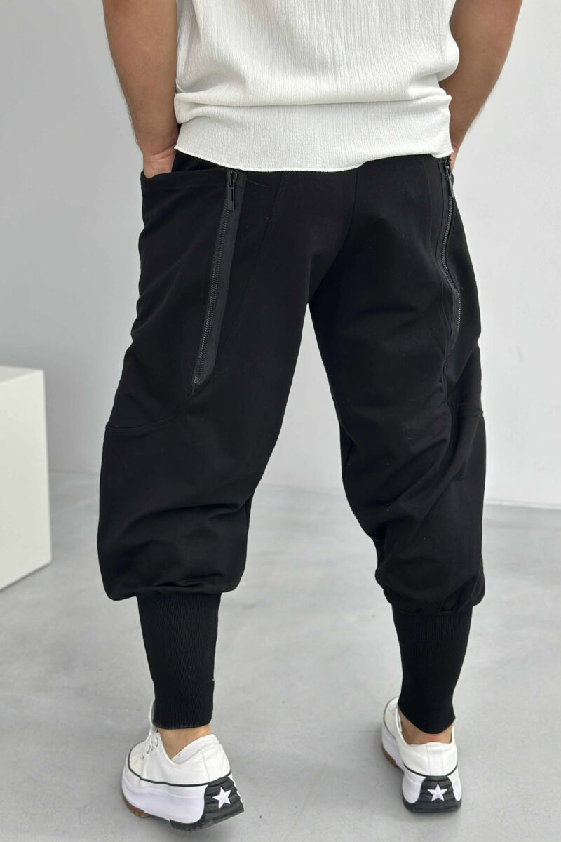 PANTALLONA ME LIDHSE ME DETAJIN E XHEPAVE PËR MESHKUJ NË NGJYRËN E ZEZË - 4