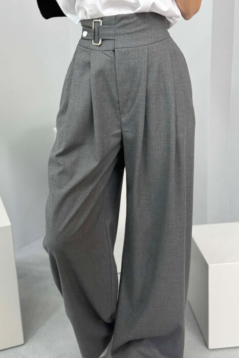 PANTALLONA ME RRIP DHE ELASTIKE TE BELI PËR FEMRA NË NGJYRËN GRI E ERRËT - 3