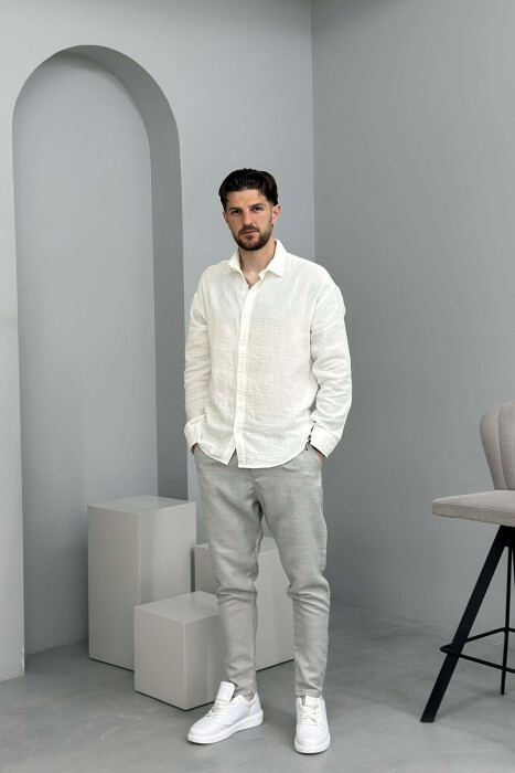 PANTALLONA ME RRIP PER MESHKUJ NE NGJYRE GRI - KLAUDIO FASHION