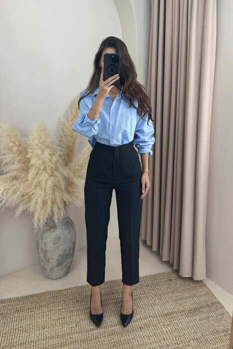 PANTALLONA ME VIJA PËR FEMRA NË NGJYRËN E ZEZË - 3