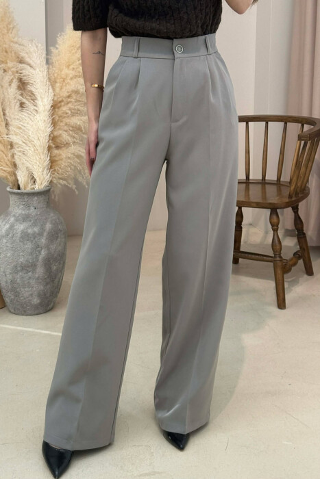 PANTALLONA NJE NGJYRESHE ME BEL GJYSEM ELASTIK PER FEMRA NE NGJYRE GRI HIRI - 3