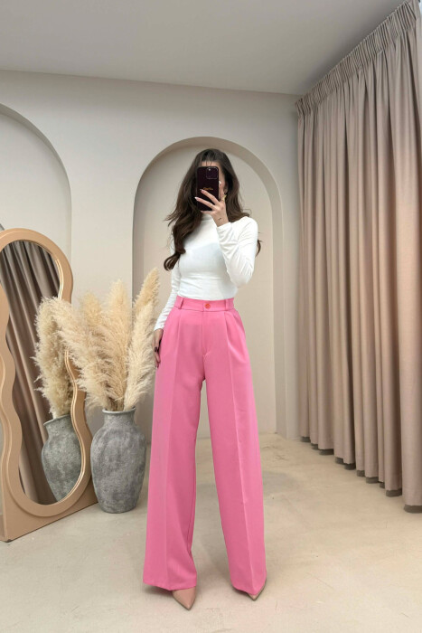 PANTALLONA NJE NGJYRESHE ME BEL GJYSEM ELASTIK PER FEMRA NE NGJYRE ROZE - 2