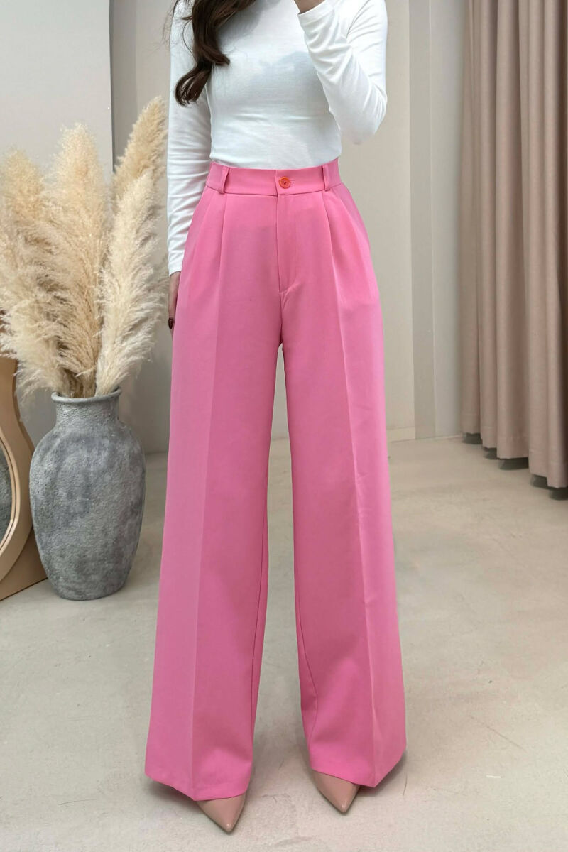 PANTALLONA NJE NGJYRESHE ME BEL GJYSEM ELASTIK PER FEMRA NE NGJYRE ROZE - 4