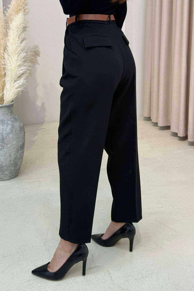 PANTALLONA NJE NGJYRESHE ME DETAJIN E RRIPIT PER FEMRA NE NGJYRE TE ZEZE - 4