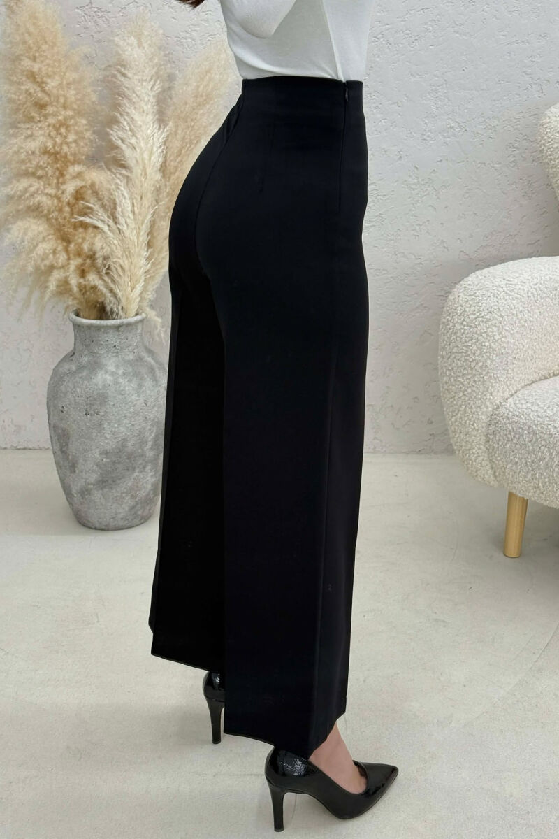 ONE COLOR SIDE ZIPPER WOMEN TROUSERS BLACK/ E ZEZE - 2