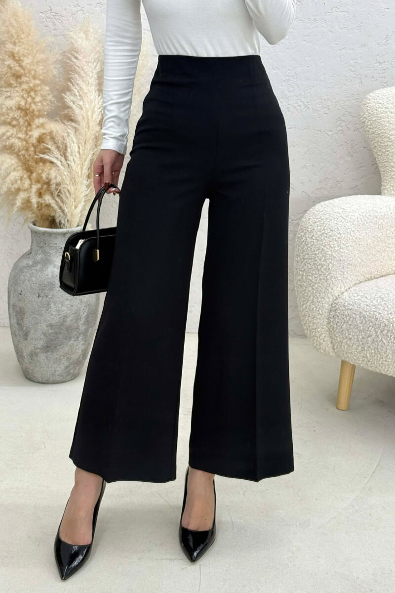 ONE COLOR SIDE ZIPPER WOMEN TROUSERS BLACK/ E ZEZE - 3
