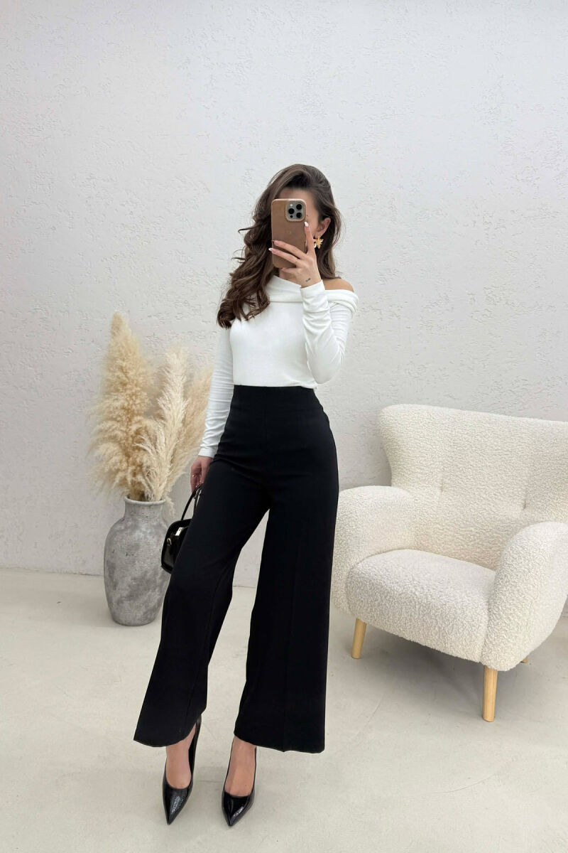 ONE COLOR SIDE ZIPPER WOMEN TROUSERS BLACK/ E ZEZE - 4