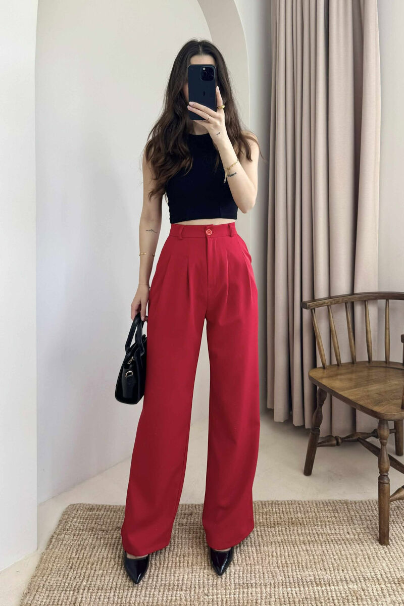 PANTALLONA NJË NGJYRËSHE TË GJËRA PËR FEMRA NË NGJYRËN E KUQE - 8