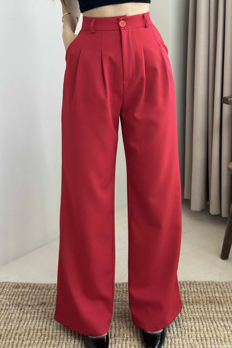 PANTALLONA NJË NGJYRËSHE TË GJËRA PËR FEMRA NË NGJYRËN E KUQE - 9