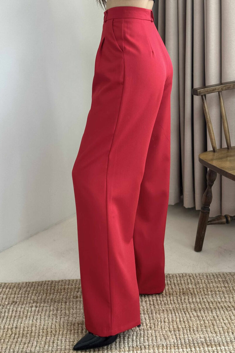 PANTALLONA NJË NGJYRËSHE TË GJËRA PËR FEMRA NË NGJYRËN E KUQE - 10