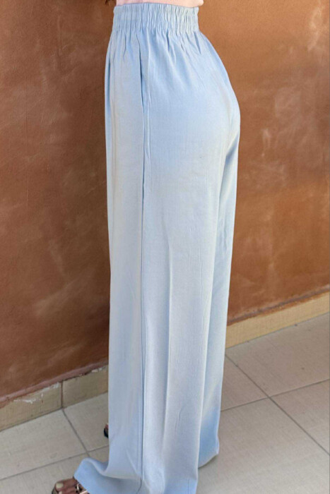 PANTALLONA NJË NGJYRËSHE TË THJESHTA PËR FEMRA NË NGJYRËN BABY BLUE - 4