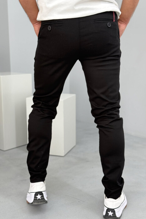 PANTALLONA NJË NGJYRËSHE TË THJESHTA PËR MESHKUJ NË NGJYRËN E ZEZË - 4