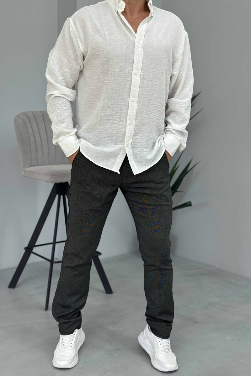 PANTALLONA NJË NGJYRËSHE TË THJESHTA PËR MESHKUJ NË NGJYRËN GRI E ERRËT - 1