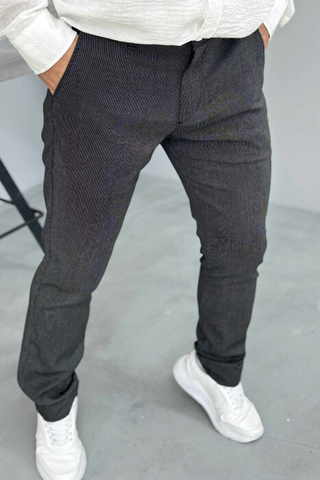 PANTALLONA NJË NGJYRËSHE TË THJESHTA PËR MESHKUJ NË NGJYRËN GRI E ERRËT - 5