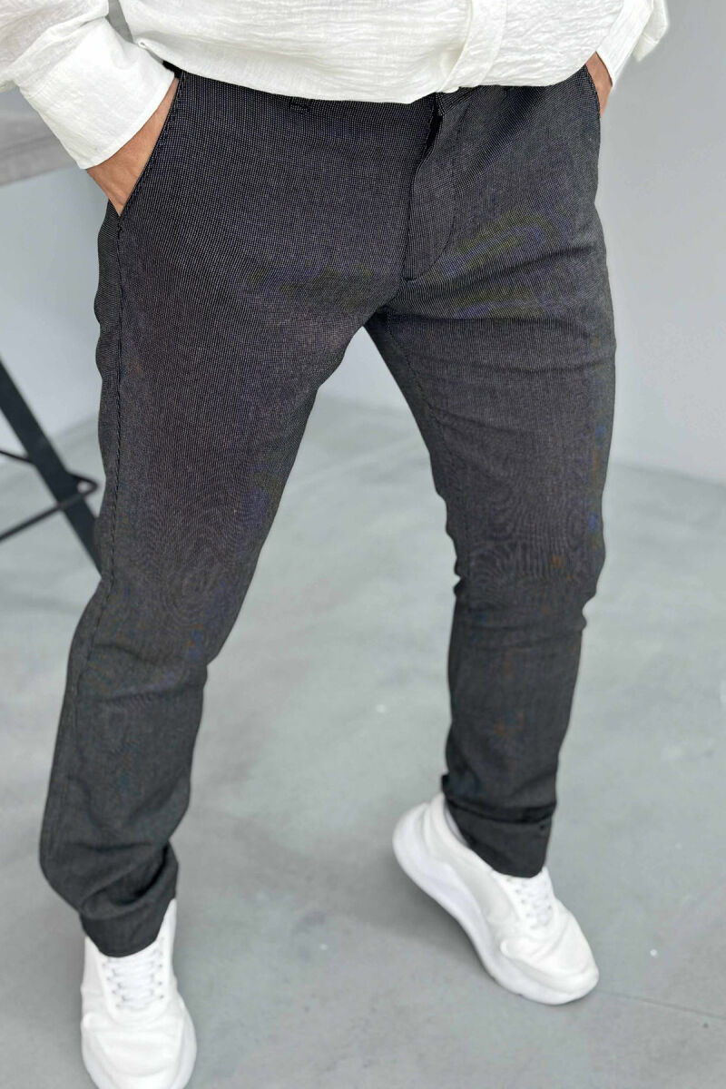 PANTALLONA NJË NGJYRËSHE TË THJESHTA PËR MESHKUJ NË NGJYRËN GRI E ERRËT - 5