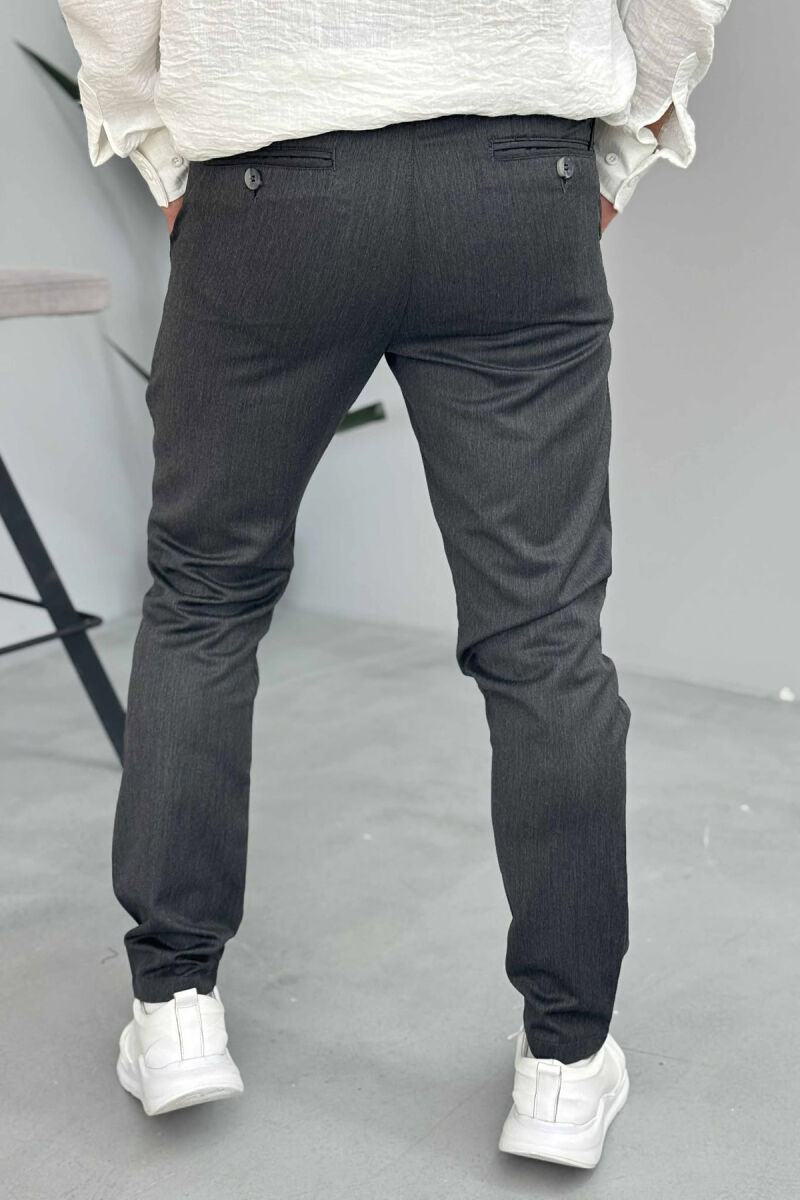 PANTALLONA NJË NGJYRËSHE TË THJESHTA PËR MESHKUJ NË NGJYRËN GRI E ERRËT - 2