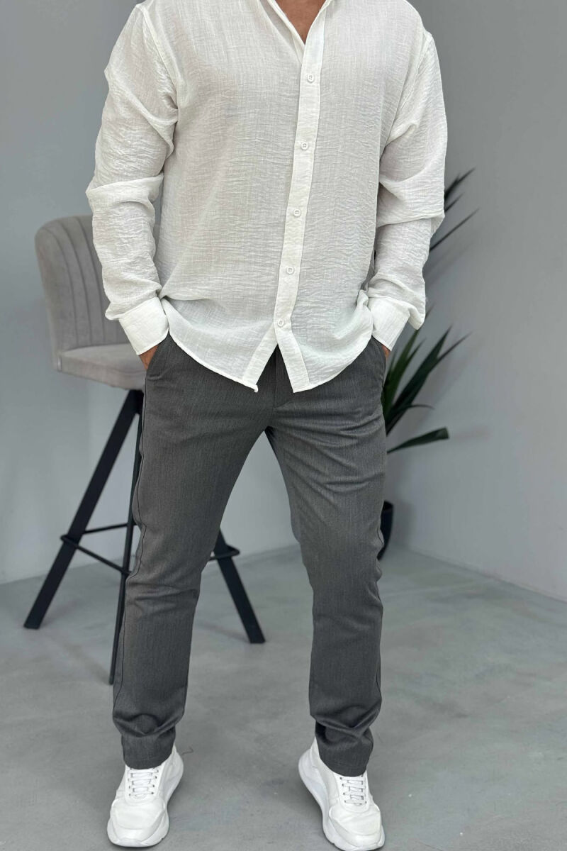 PANTALLONA NJË NGJYRËSHE TË THJESHTA PËR MESHKUJ NË NGJYRËN GRI - 1