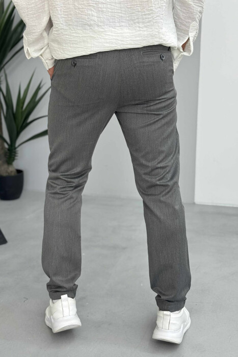 PANTALLONA NJË NGJYRËSHE TË THJESHTA PËR MESHKUJ NË NGJYRËN GRI - 2