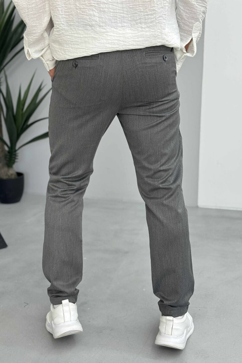 PANTALLONA NJË NGJYRËSHE TË THJESHTA PËR MESHKUJ NË NGJYRËN GRI - 2