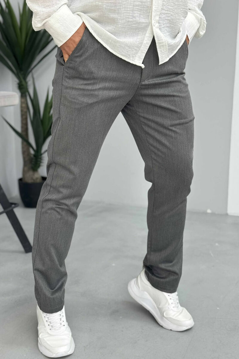 PANTALLONA NJË NGJYRËSHE TË THJESHTA PËR MESHKUJ NË NGJYRËN GRI - 4