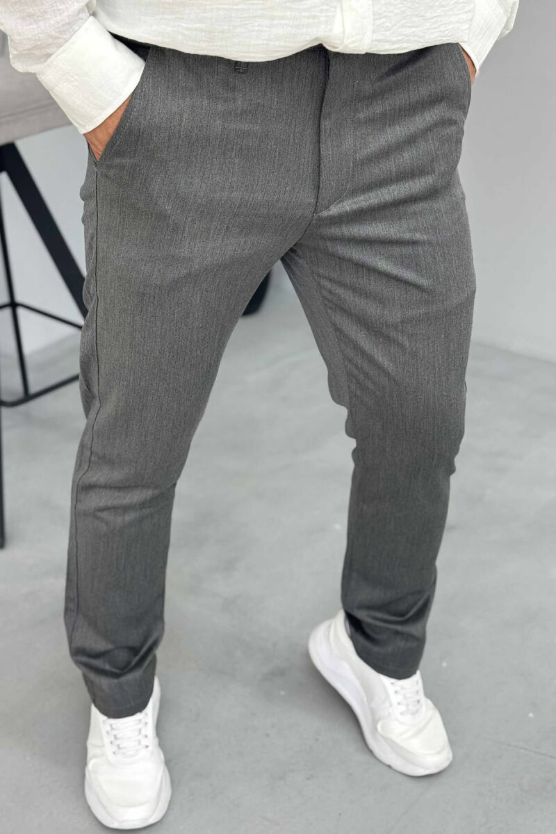 PANTALLONA NJË NGJYRËSHE TË THJESHTA PËR MESHKUJ NË NGJYRËN GRI - 5