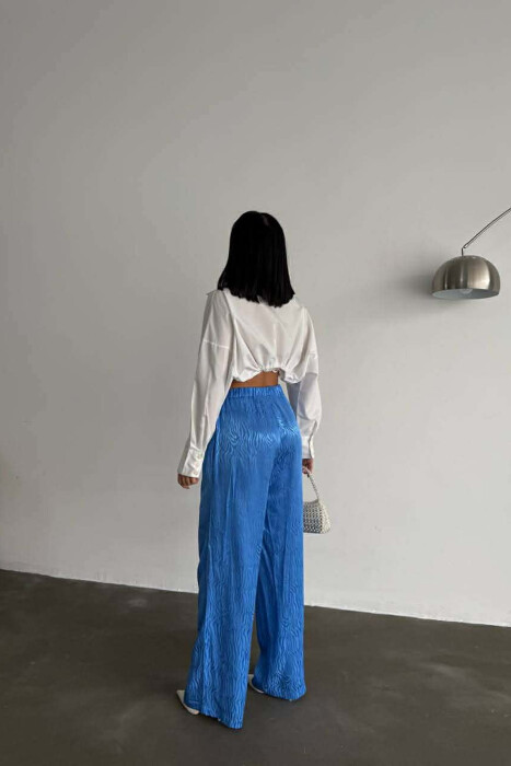 PANTALLONA TE DIZAJNUARA PER FEMRA ME LIDHESE NE BEL NGJYRE BLU - 3