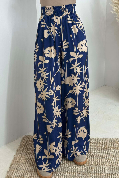 PANTALLONA TË GJERA ME DIZAJNE TË NDRYSHME PËR FEMRA NË NGJYRËN BLU - 2