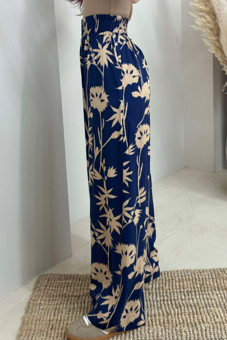 PANTALLONA TË GJERA ME DIZAJNE TË NDRYSHME PËR FEMRA NË NGJYRËN BLU - 3