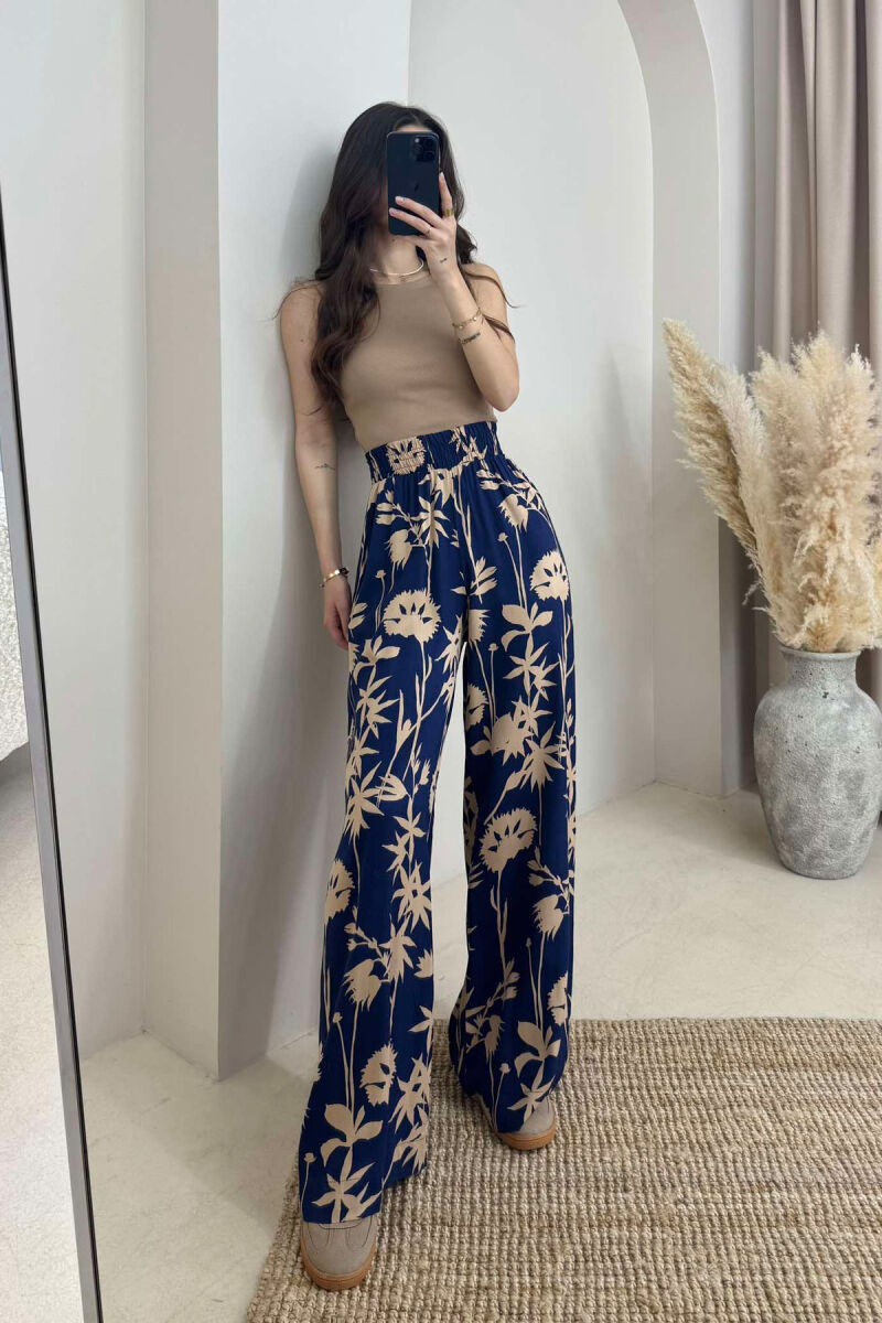 PANTALLONA TË GJERA ME DIZAJNE TË NDRYSHME PËR FEMRA NË NGJYRËN BLU - 4