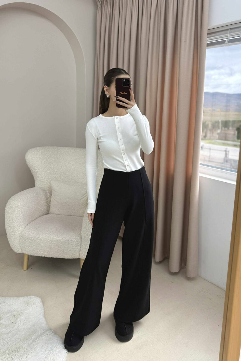 PANTALONA TE GJERA NJE NGJYRESHE ME BEL ELASTIK PER FEMRA NE NGJYRE TE ZEZE - 2