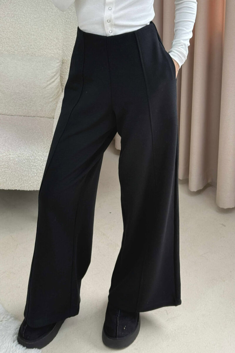 PANTALONA TE GJERA NJE NGJYRESHE ME BEL ELASTIK PER FEMRA NE NGJYRE TE ZEZE - 4