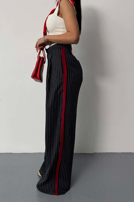 PANTALLONA TE GJERA NJE NGJYRESHE ME DIZAJN ME VIJA PER FEMRA NE NGJYRE BLU TE ERRET - 7