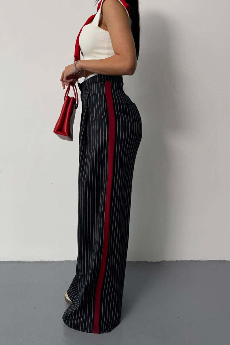 PANTALLONA TE GJERA NJE NGJYRESHE ME DIZAJN ME VIJA PER FEMRA NE NGJYRE BLU TE ERRET - 7